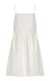 Miu Miu Buttoned Cotton-linen Mini Dress In White