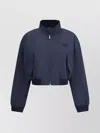 Miu Miu Buttoned Pockets Bomber Jacket In Blue