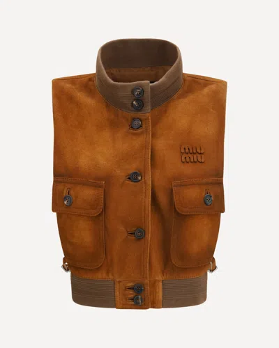 Miu Miu Buttoned Vest In Brown