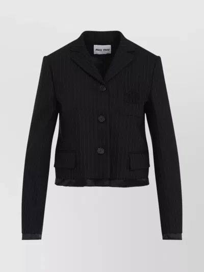 MIU MIU BUTTONED WOOL JACKET FRINGED PANELS