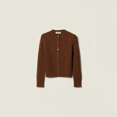 Miu Miu Cable-knit Cashmere Cardigan In Multi