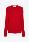 Miu Miu Cable Knit Cashmere Sweater In Red