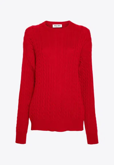 MIU MIU CABLE KNIT CASHMERE SWEATER