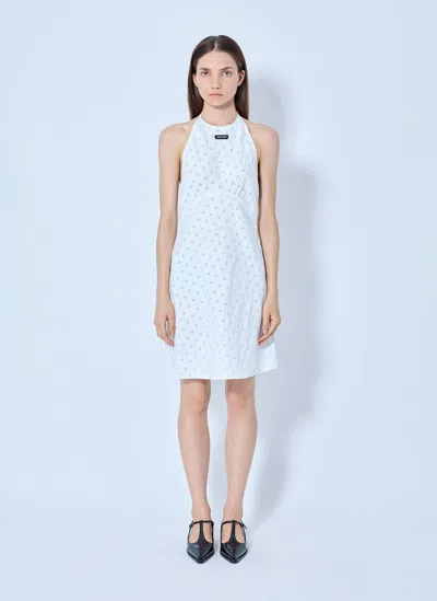 Miu Miu Cady Eyelet Lace Mini Dress In Blue