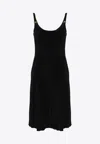 Miu Miu Cady Logo Plaque Dress In Black