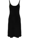 Miu Miu Cady Logo-plaque Midi Dress In Black