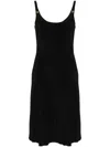 Miu Miu Cady Logo-plaque Midi Dress In Black