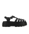 Miu Miu Logo-embossed Chunky Caged Sandals In Black