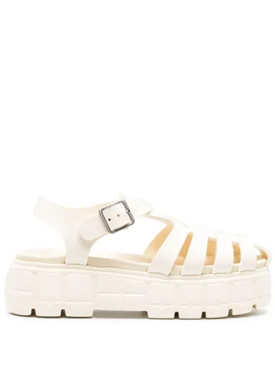 Miu Miu Caged Flatform Sandals In Weiss