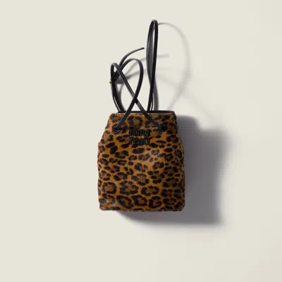 Miu Miu Calf Hair Pouch In Brown