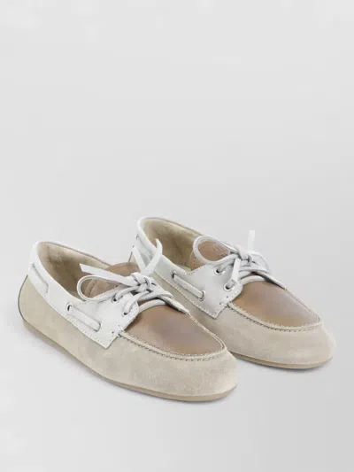 Miu Miu Calf Leather Boat Inspired Loafers In Multi