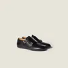 Miu Miu Calf Leather Brogue Shoe With Buckles In Black