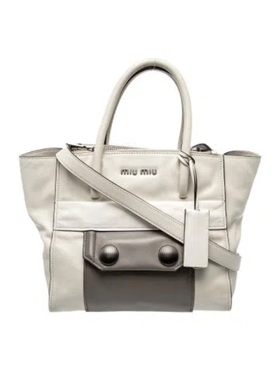 Pre-owned Miu Miu Calf Leather Crossbody Bag In Neutral