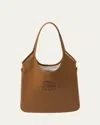 Miu Miu Ivy Shopper Mit Logo-applikation In Cognac