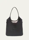 Miu Miu Ivy Leather Tote Bag In F0002 Nero
