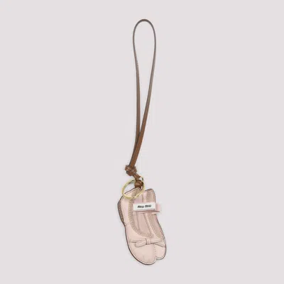 Miu Miu Trick Leather Miu Ballet Keyring Women In Pink