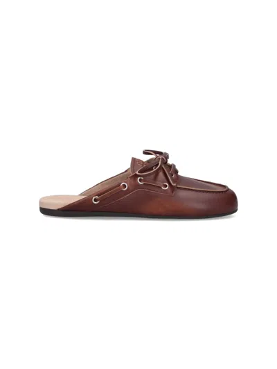 Miu Miu Calf Leather Mules In Brown