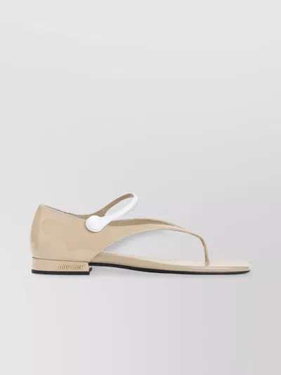 MIU MIU CALF LEATHER SANDALS ANKLE STRAP