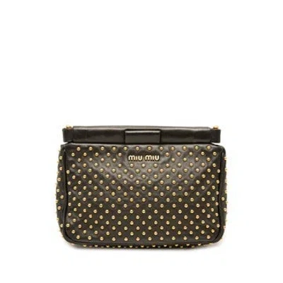 Pre-owned Miu Miu Calf Leather Studded Leather Frame Clutch In Multicolor