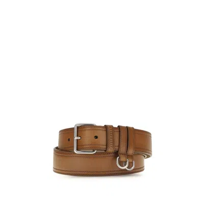 Miu Miu Calf Leather With Contrasting Stitching Belt In Green
