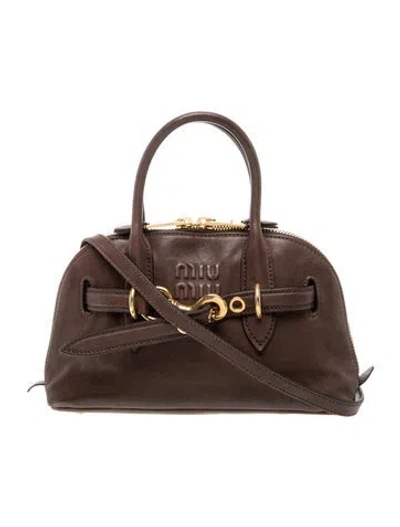 Pre-owned Miu Miu Calfskin Adventure Small In Brown