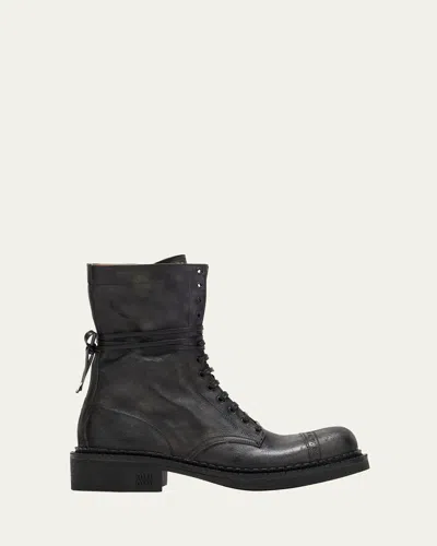 Miu Miu Calfskin Cap-toe Combat Boots In Black