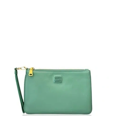 Pre-owned Miu Miu Calfskin Clutch Green