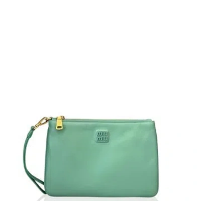 Pre-owned Miu Miu Calfskin Clutch Green
