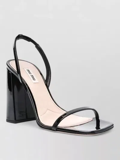 Miu Miu Calfskin Platform Sandals In Black