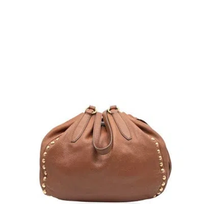 Pre-owned Miu Miu Calfskin Tote Bag In Brown