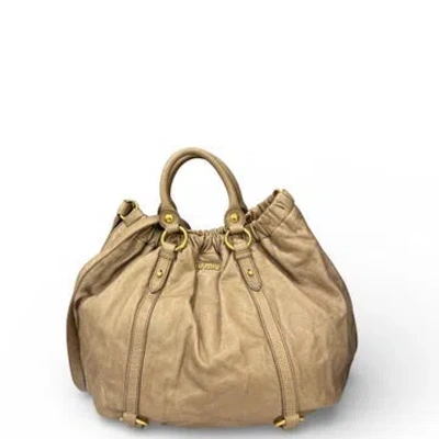 Pre-owned Miu Miu Calfskin Tote Bag In Grey