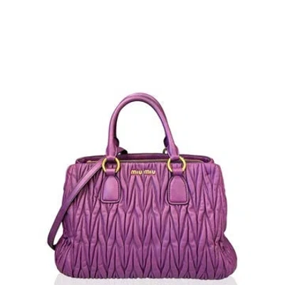Pre-owned Miu Miu Calfskin Tote Bag In Purple