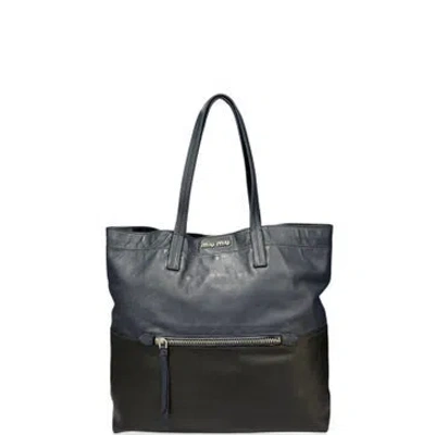 Pre-owned Miu Miu Calfskin Tote In Blue