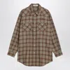 Miu Miu Checked Wool Long-sleeved Shirt In Brown