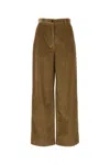 Miu Miu Wide Leg Corduroy Trousers With Belt Loops In Brown