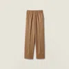 Miu Miu Camel Hair Drawstring Pants In Gold