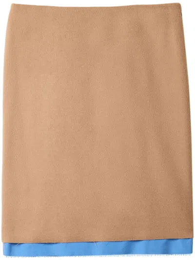 MIU MIU CAMEL-HAIR MIDI SKIRT
