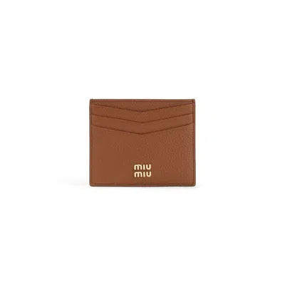 Miu Miu Camel Leather Card Holder