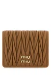 Miu Miu Camel Leather Wallet In Brown