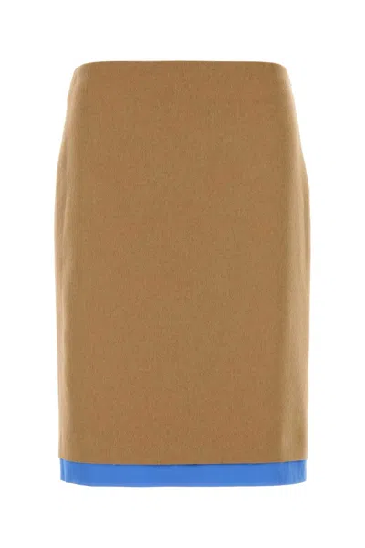 Miu Miu Camel Mini Skirt In Beige O Tan