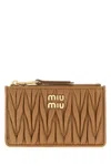 Miu Miu Camel Nappa Leather Card Holder In Blue