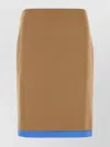 Miu Miu Camel Skirt With Back Slit And Contrasting Hem
