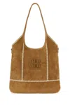 Miu Miu Camel Suede Leather Shopping Bag