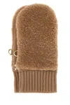 Miu Miu Wool Blend Gloves Detachable Strap In Brown