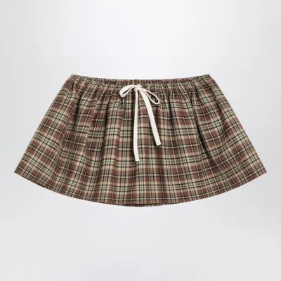 Miu Miu Camel/tobacco Check Mini Skirt Women