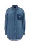 Miu Miu Denim Oversized Solid Shirt In Blue