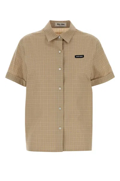 Miu Miu Beige Regular Checks Shirt