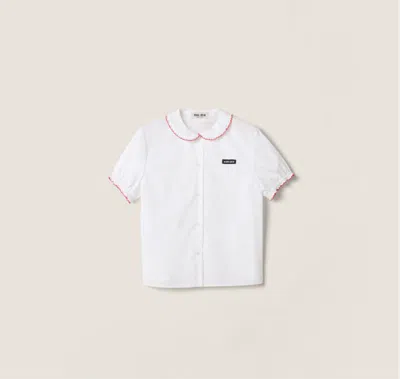 Miu Miu Camicie Popeline Ricamo In White