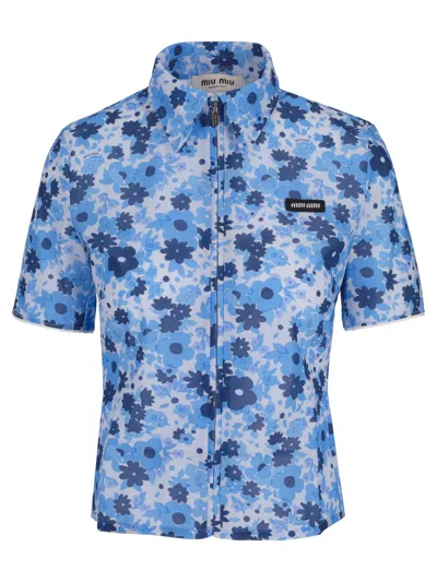 Miu Miu Camicie Rete Flower In Blue