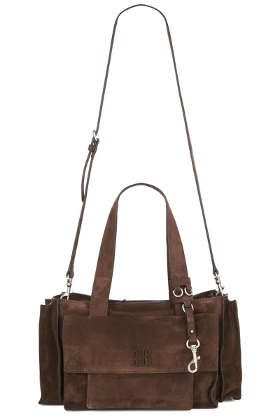 Miu Miu Camoscio Handbag In Brown